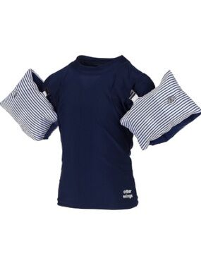 NEW Otter Wings Short Sleeved Rashguard/Swim Shirt & Detachable Water Wings Navy
